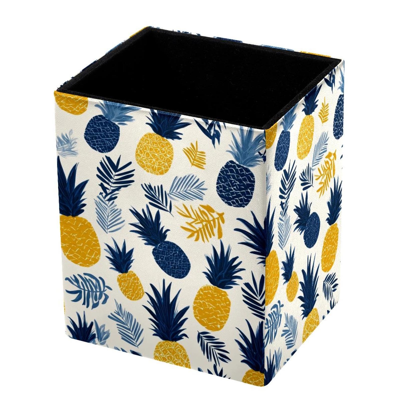 VAPOKF Pencil Holders for Desk, Pineapples Printed Pen Holders Pen Pot Makeup Brushes Storage Desktop Stationery Supplies Organiser for Home Office