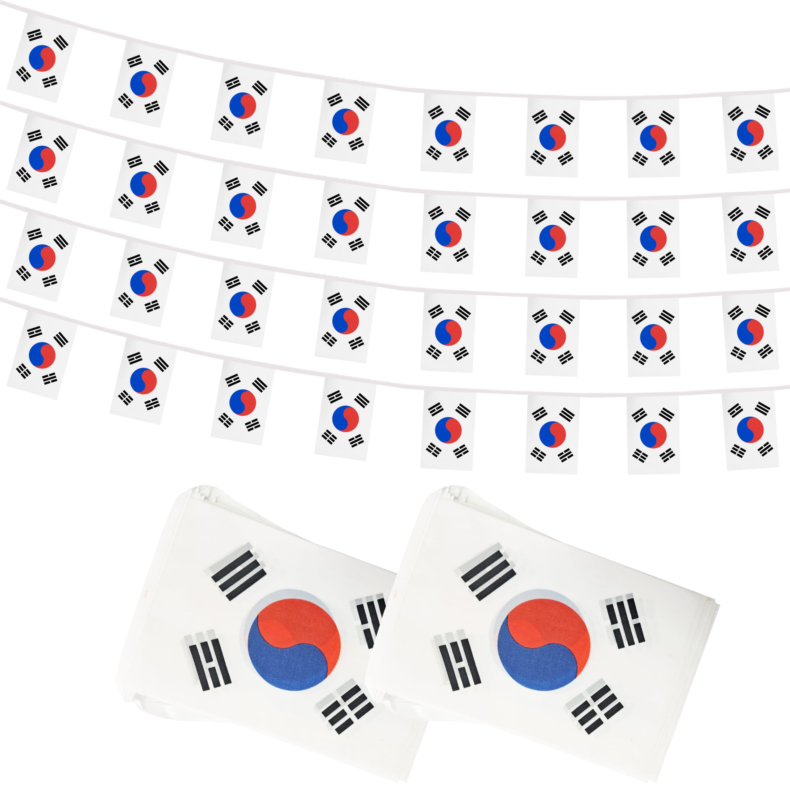Yamiuo 100 Feet Korea String Flag, 76 Pcs Korean Banner Flag, Small Mini World Banner Flags for Sports Events, Bars Decorations, School Festivals, Party Decorations, Celebrations (Korea)