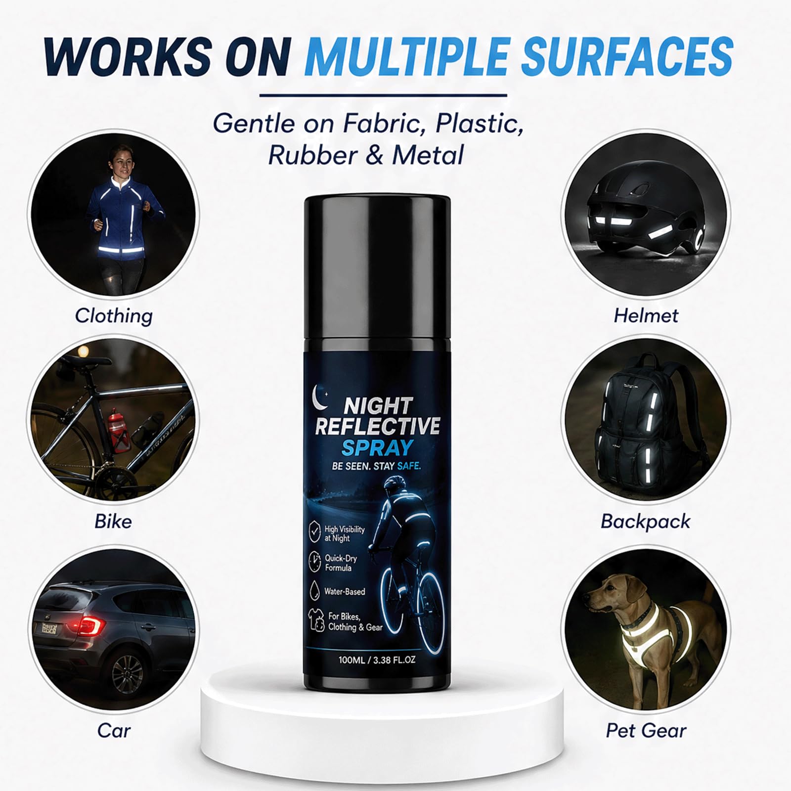 Night Reflective Spray-Clear Night Safety Coating Outdoor, Invisible Daytime Reflective Finish Spray, Mehrzweck wetterfest hohe Sichtbarkeit Reflektive Sprays (5PCS)