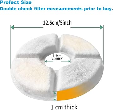 12Pack Cat Water Fountain Filters 12.6cm/5in Triple Action Replacement Cartridges with Activated Carbon Resin Coconut Shell Cotton for 2-2.5L Pet Water Dispensers for Cats Dogs Drinking