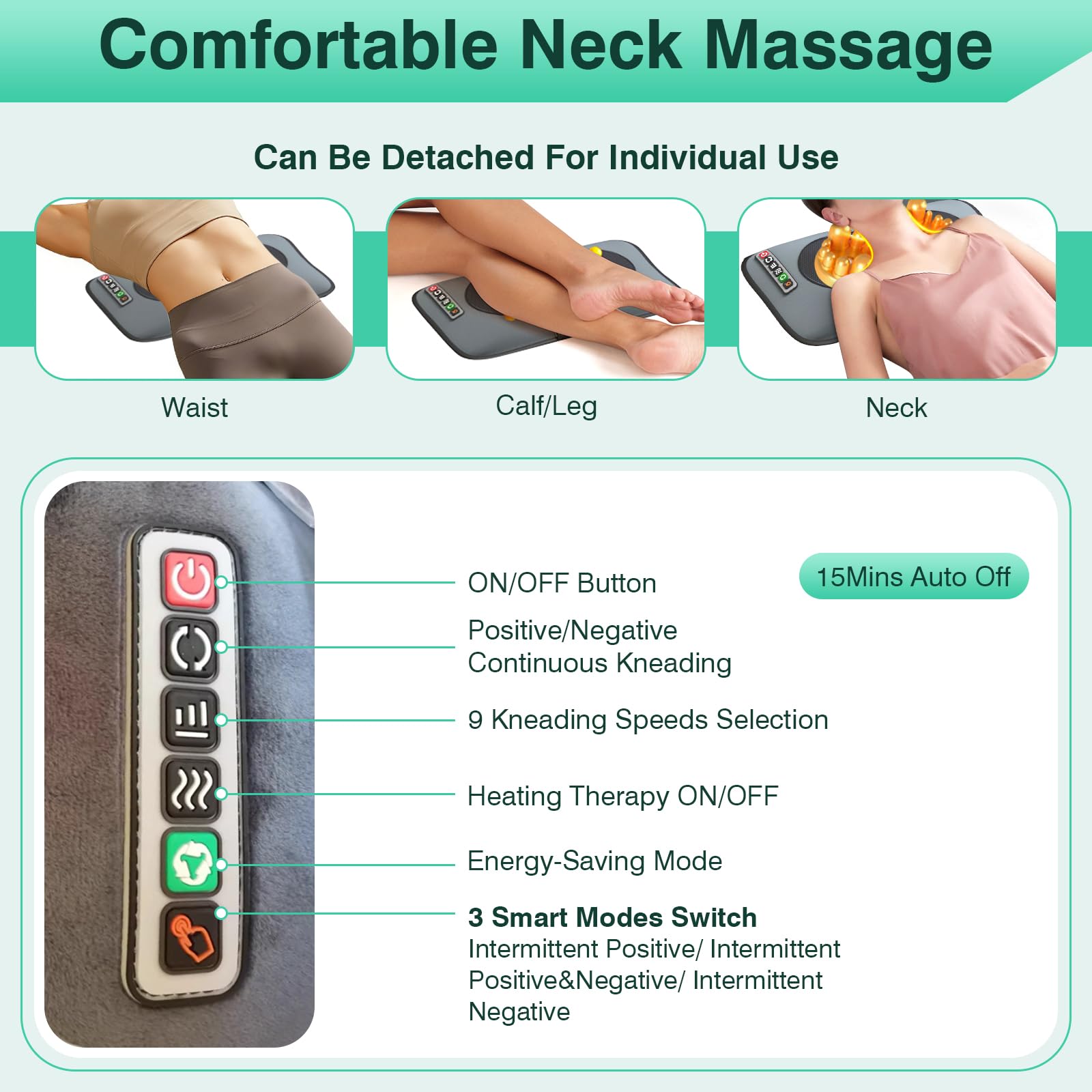 Ganzkörpermassagematte mit Wärme, Massagematte Elektrisch, Rückenmassage-Pad, Lendenwirbeltraktion & Entspannung, 9 Massagemodi und 9 Geschwindigkeitsmodi Nacken und Schulter-Rückenmassagegerät