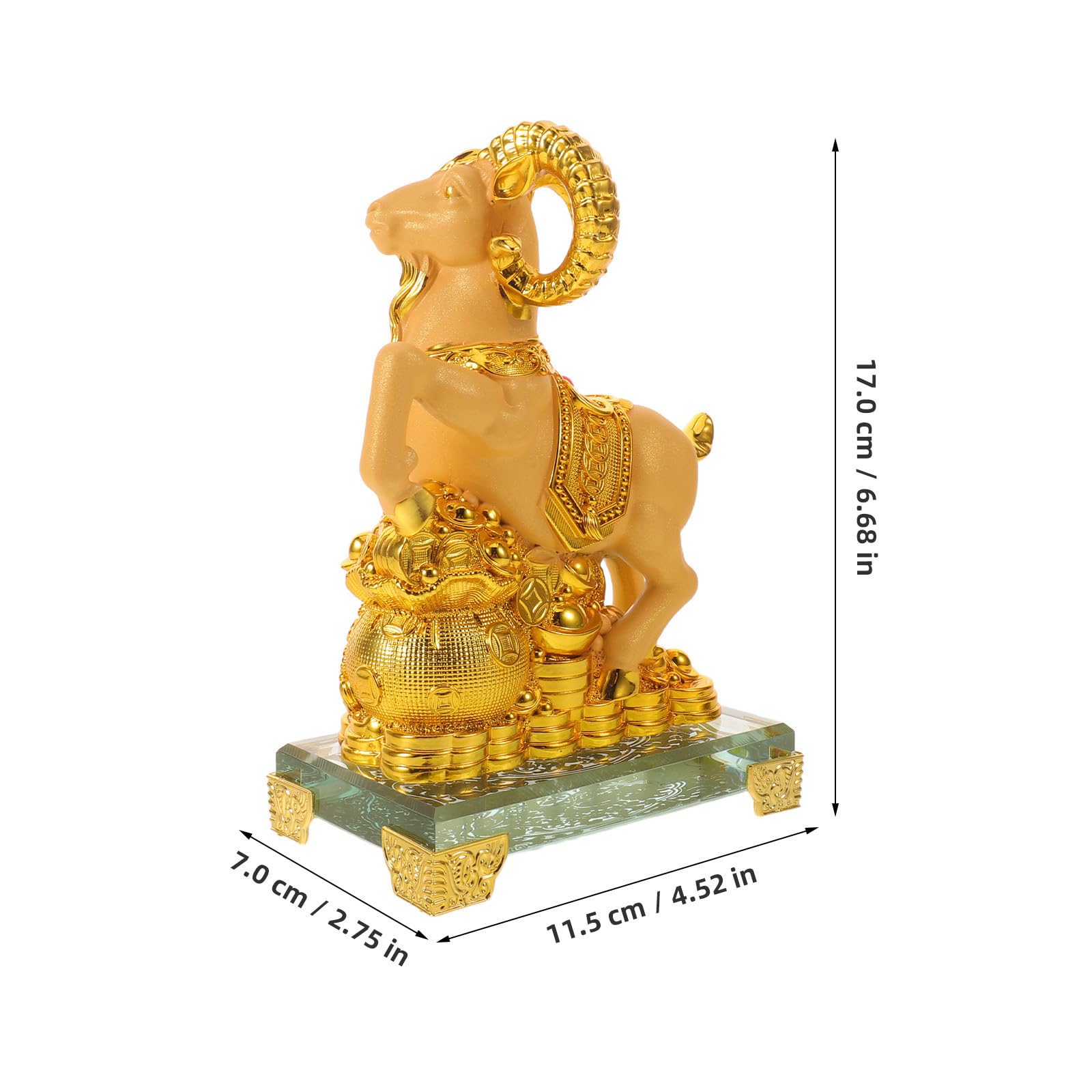 PRETYZOOM Goldene Ziege Figur 2027, Kunstharz Dekofigur für Neujahr
