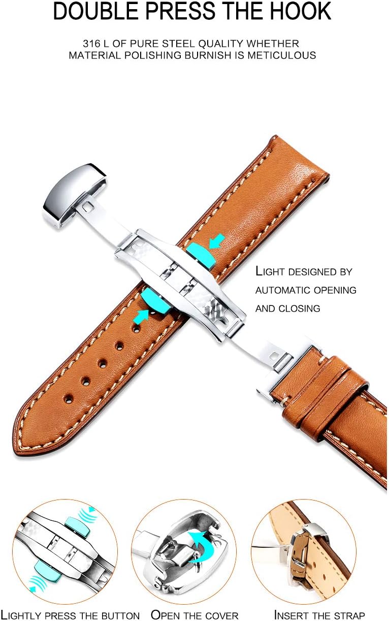BINLUN Stainless Steel Deployment Clasp Replacement Watch Clasp Buckle for Leather Watch Bands Straps 4 colors (12mm-22mm) - Image 5
