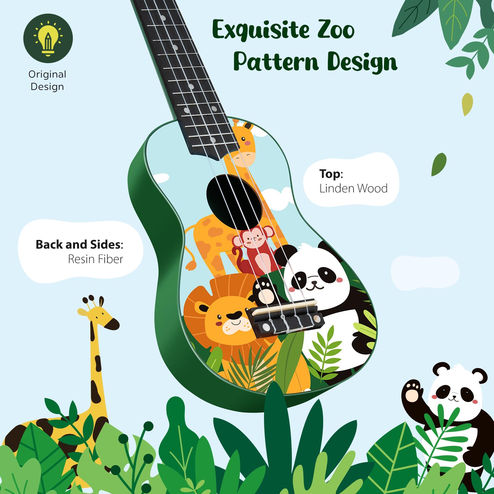 Ukulele Soprano 21 Pollici In Tiglio | Kit Principianti Con Custodia E Accessori