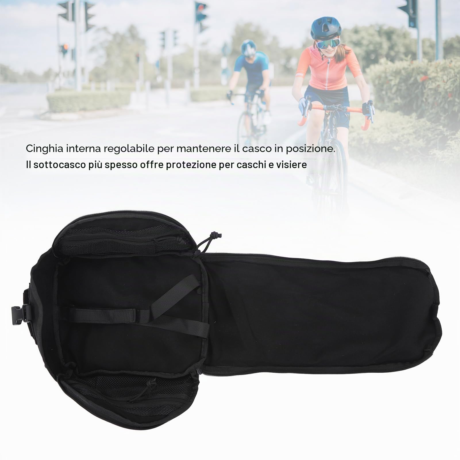 Borsa Portaoggetti per Casco da Campeggio, Robusta Borsa Portaoggetti per Casco Regolabile in Tela Antigraffio per Viaggi All'aperto in Bicicletta