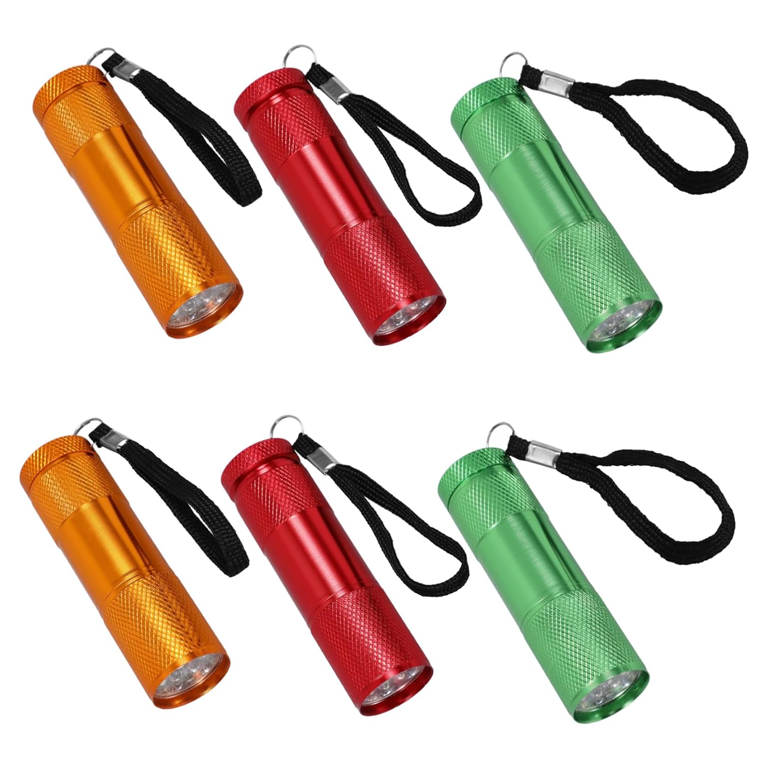 YARNOW Aa Battery Flashlight 9 LED Mini White Light Small Portable Aluminium Alloy, 6pcs for Camping