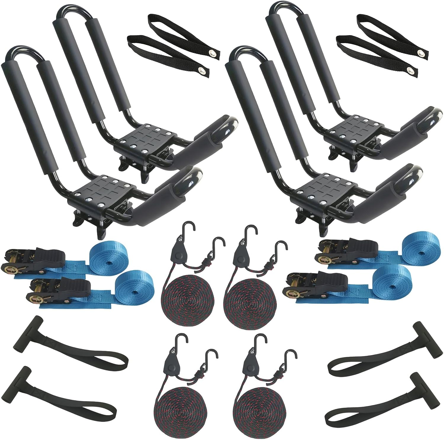 2 Pairs Kayak Rack Car Roof Top Crossbar-Easy to Carry Kayak Canoe Boat Surf Ski-Includes 4 Pcs Ratchet Tie-Mount 2 Pairs Kayak Rack Car Roof Top Crossbar-Easy to Carry Kayak Canoe Boat Surf Ski-Includes 4 Pcs Ratchet Tie-Mount