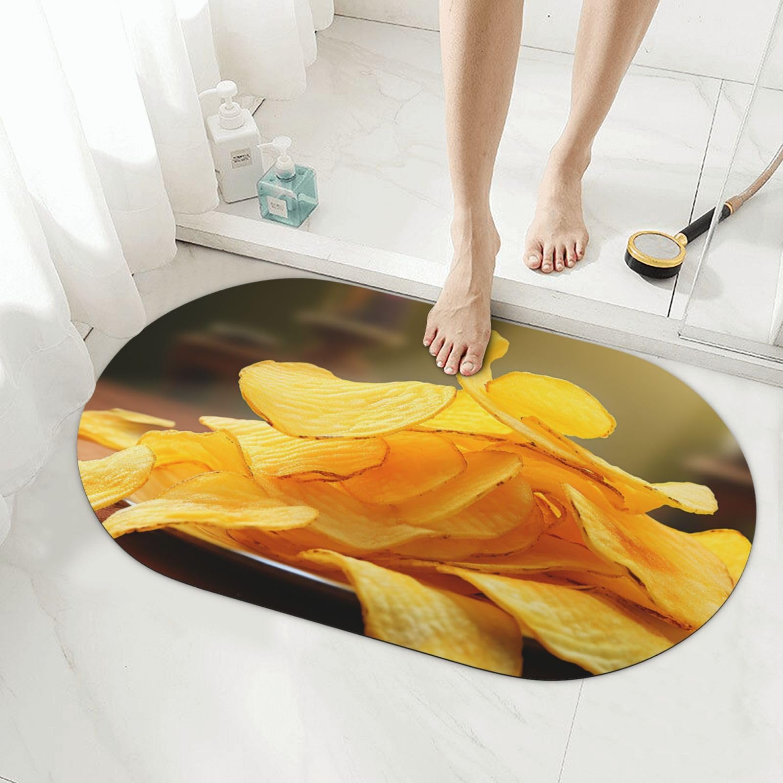 Tapis de bain en pierre design chips de pommes de terre 50x80 cm