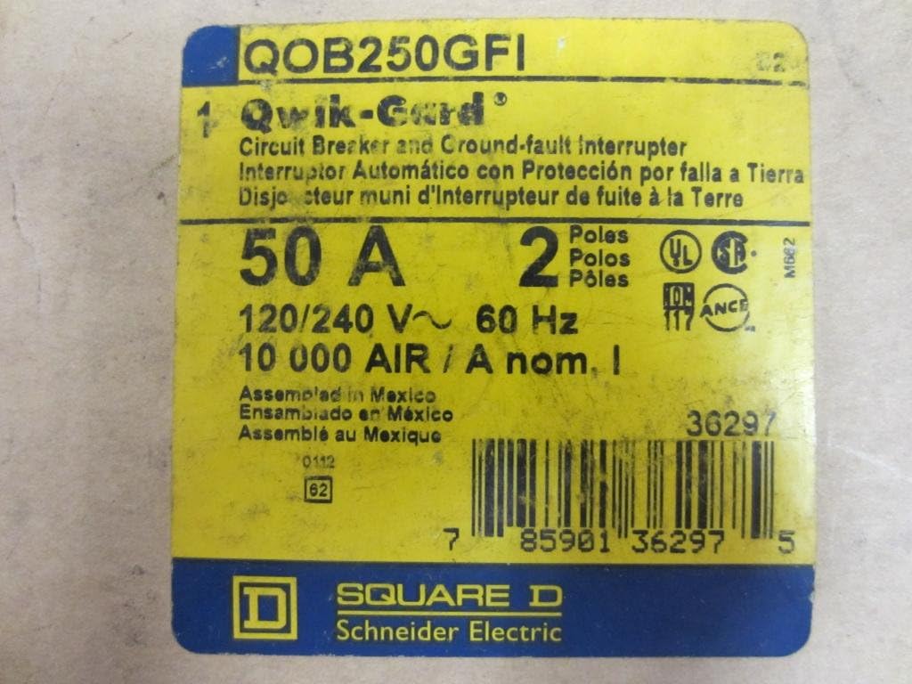 SCHNEIDER ELECTRIC QOB250GFI Miniature Circuit Breaker 120/240V 50-Amp Molded Case Circuit Breaker 600V 30A