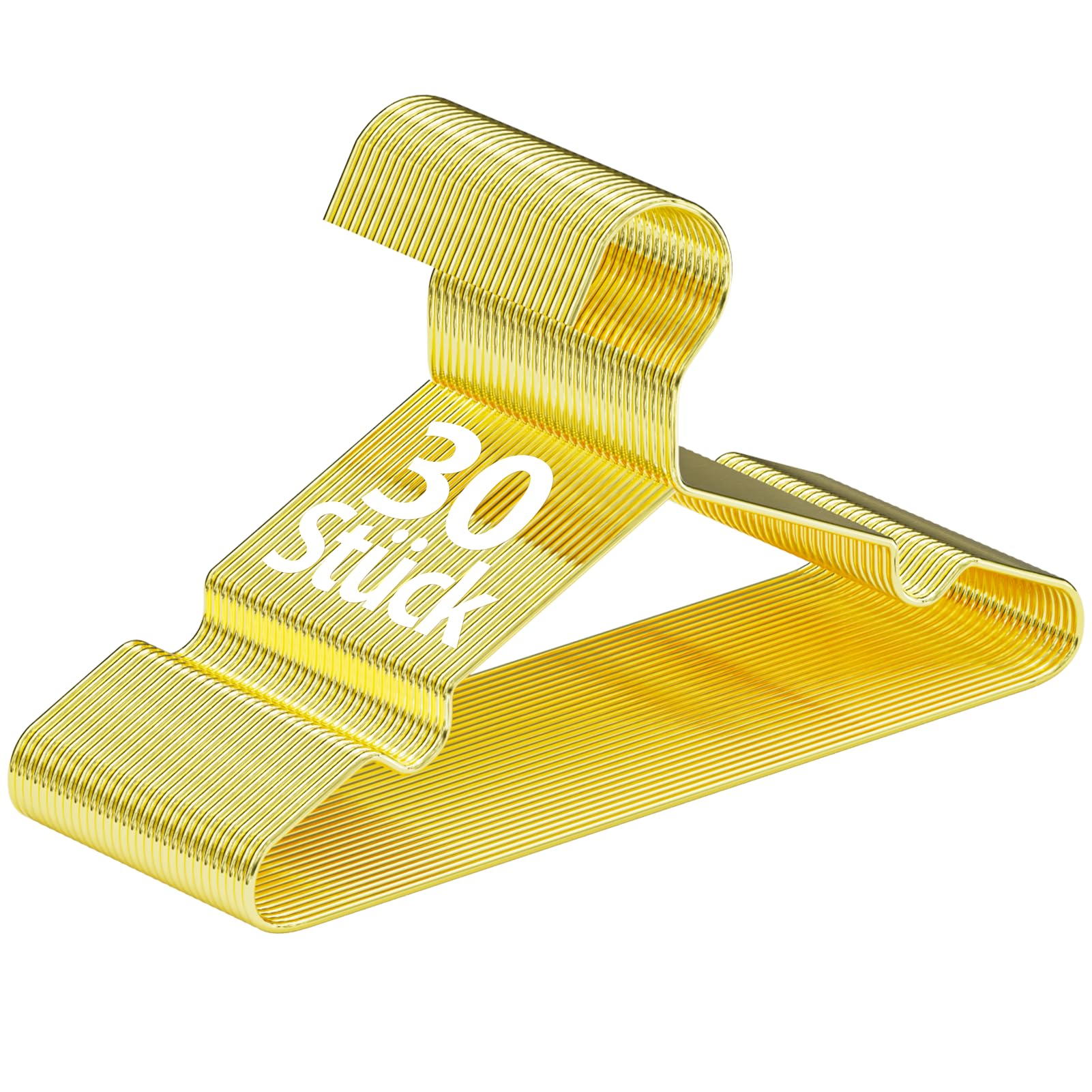 SPECILITE Kinder/Baby Metall Kleiderbügel, Gold 30 Stück(30 cm Breit), Stabile Bügel Metalldraht, für Babykleidung, Kleiderschrank, Garderobe, Platzsparend, mit Einkerbung