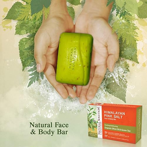 Miniatura 4 de Natural Solution Himalayan Pink Salt Bath, barra de jabón de té verde (paquete de 6), barra de jabón de aceite de oliva y té verde (paquete de 6)