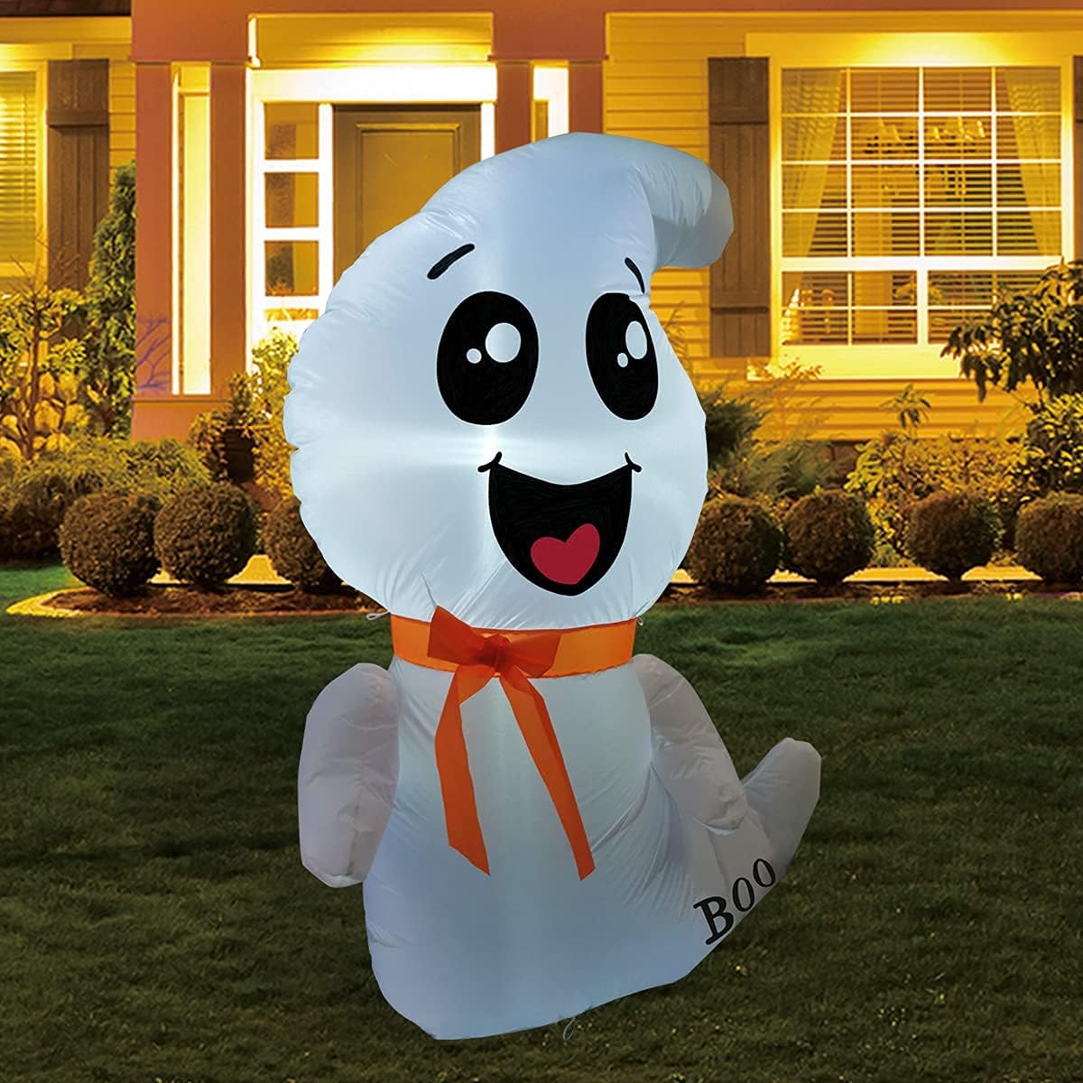 GOOSH 4 FT Halloween Inflatable Outdoor White Cute Ghost, Blow Up Yard Decoration Clearance with LED Lights Built-in for Holiday/Party/Yard/Garden : Patio, Lawn & Garden
