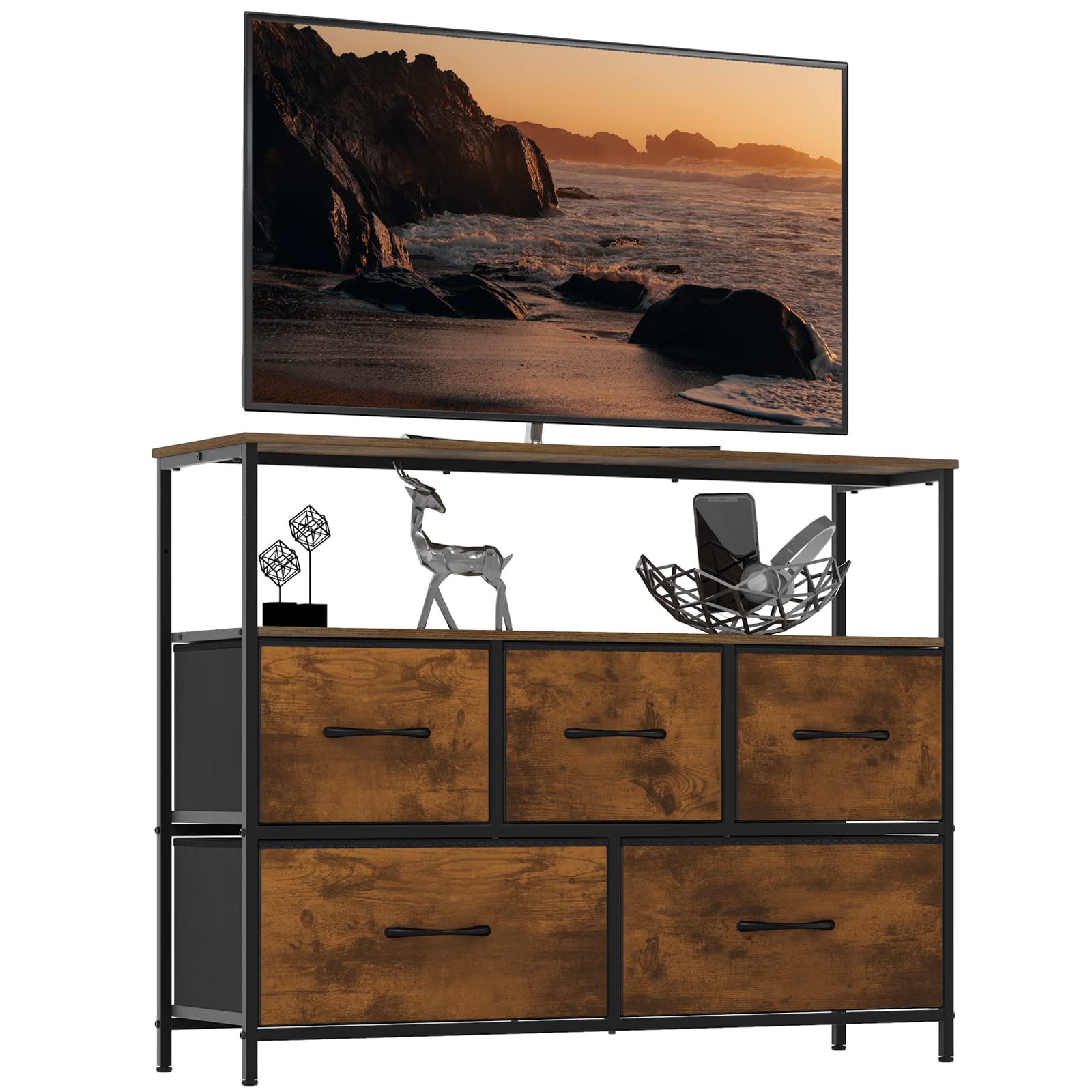 Maxtown Dresser for Bedroom, TV Stand Console Table with 5 Fabric