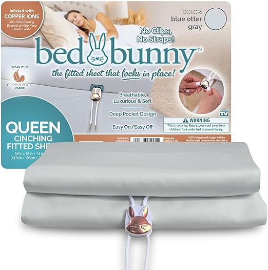Locking Fitted Sheet, Hugs Mattress, Won’t Slip, Stays Tight, AS-SEEN-ON-TV, CopperSoft™ Luxurious Comfort, Copper Infused, Helps Sheet Stay Fresh Between Washes. (Fitted Sheet Only)