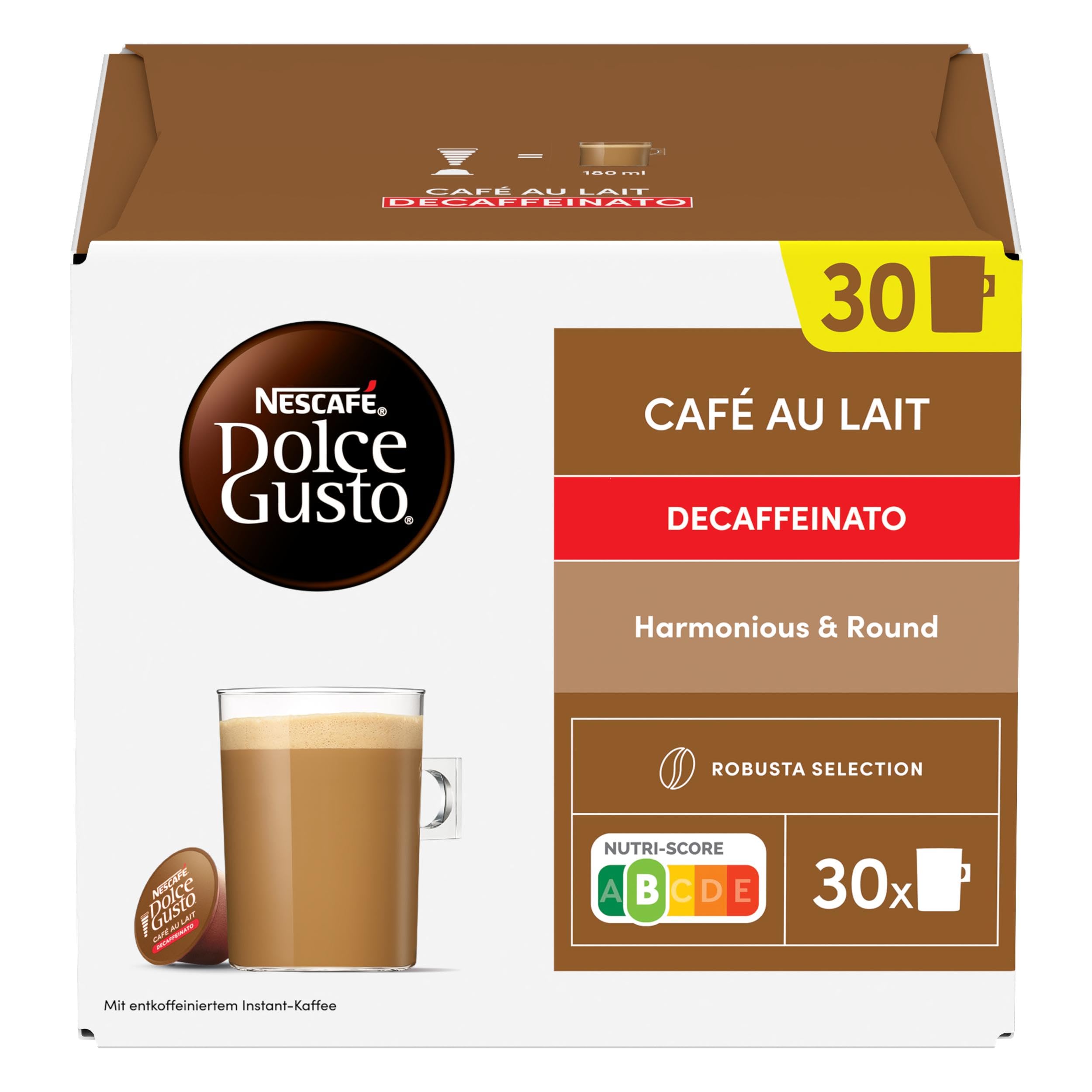 NESCAFÉ Dolce Gusto Café con Leche descafeinado - Cápsulas de Café, 90 Cápsulas (3 x 30)