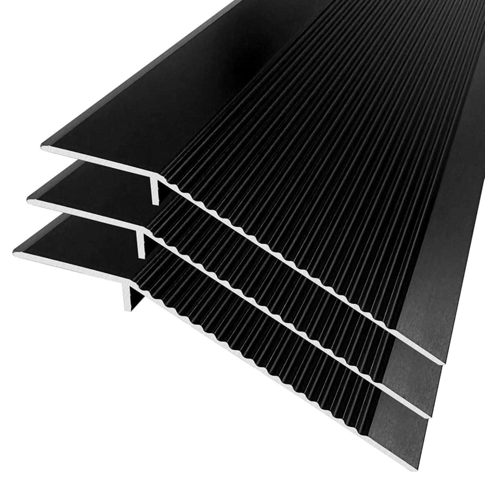 Listwa rozdzielająca podłogę, aluminiowa listwa drzwiowa do szczelin w płytkach, karbowany próg siodełka, szerokość 10 cm, 3-pak rampy progowe do drzwi