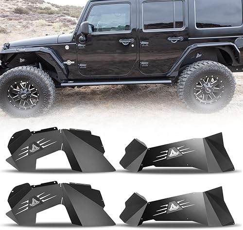 Miniatura 1 de HAWLKEY - Forros de guardabarros interiores delanteros y traseros para Jeep Wrangler 2007-2018 JK JKU Sports Sahara Rubicon de 2/4 puertas, par de