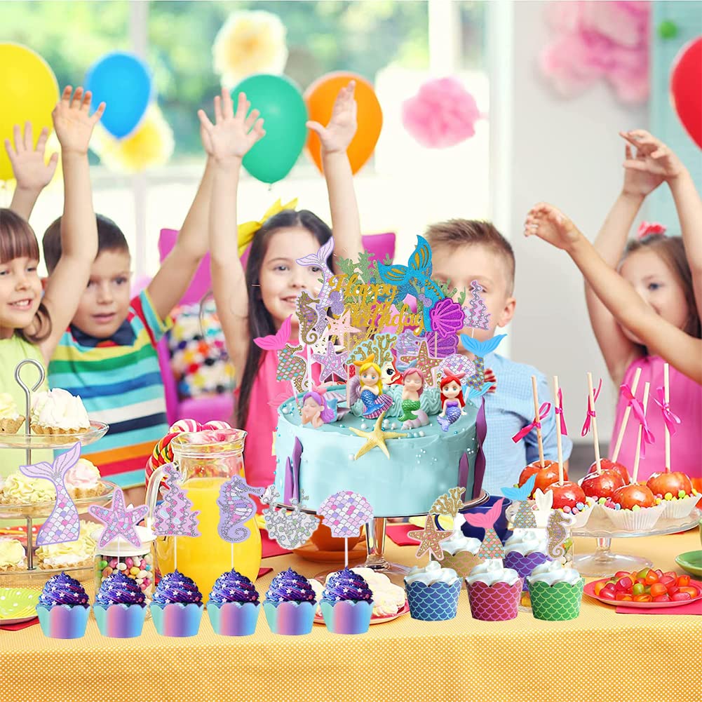 60 Stück Essbare Meerestier Tortendeko - Ozean Theme Cupcake Toppers
