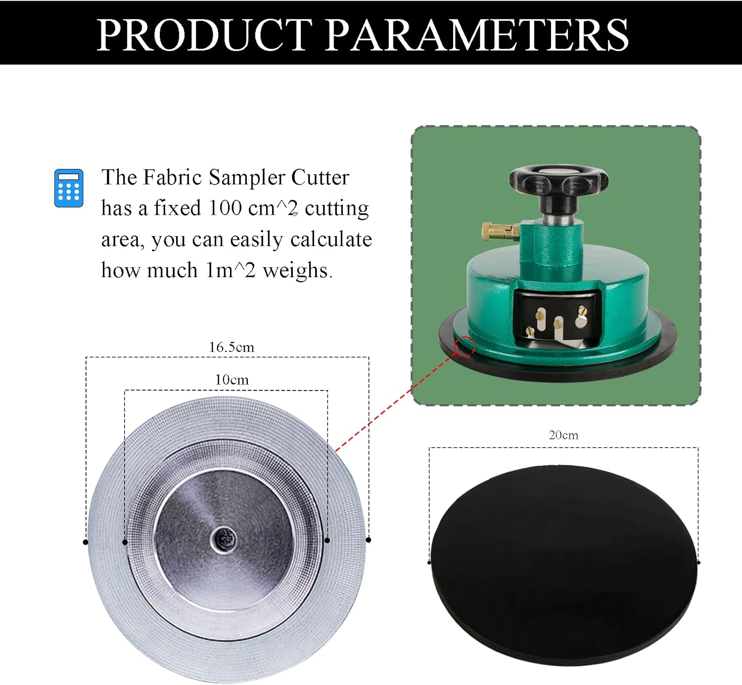 Fabric Sampler Cutter, High Precision 100 c㎡ cutting area, Fabric Sample Cutter, for Fabric, Carpet, Paper, etc.