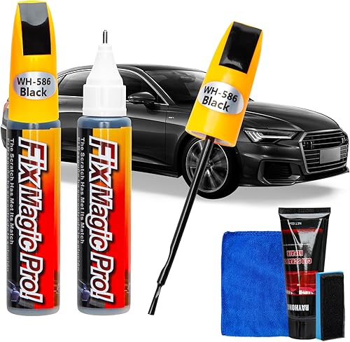 Lápiz de pintura de retoque negro negro para autos y kit de removedor de arañazos de automóvil, fácil reparación de arañazos para vehículos, pintura