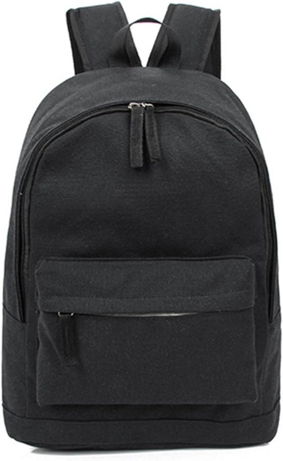 Romantic Walker Plain Casual Canvas Backpack Daypack (Black)