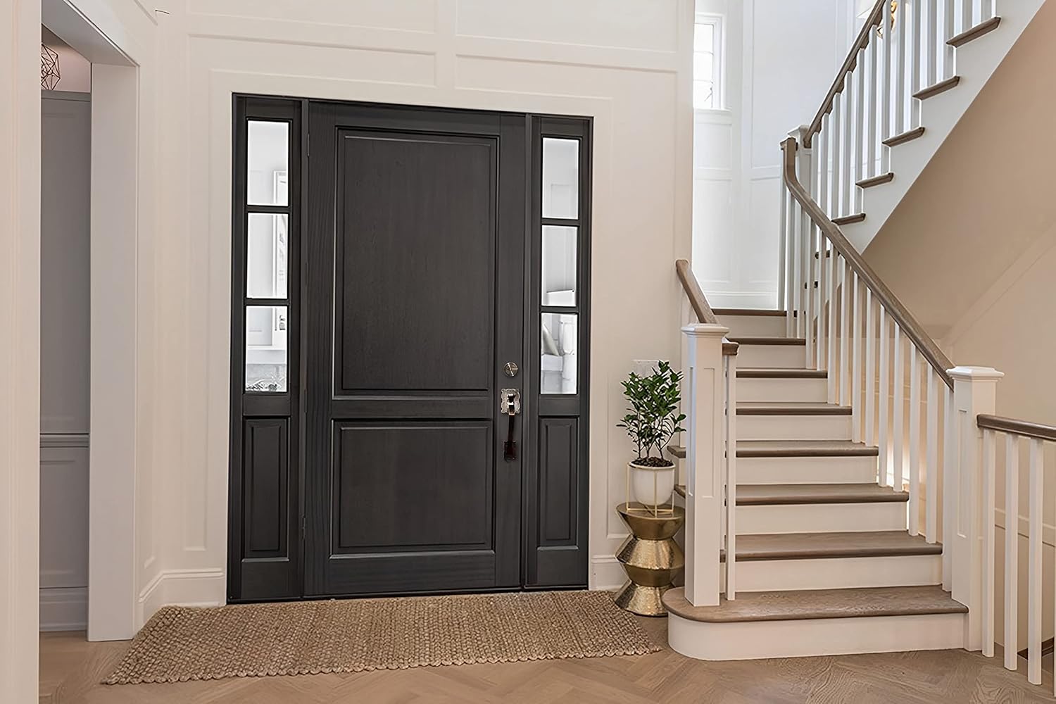 Lama_G Single Front Door Hardware Set, Heavy Duty Entry Door Lock Set with Exterior and Interior Grip Handles and deadbolt, Antique Copper