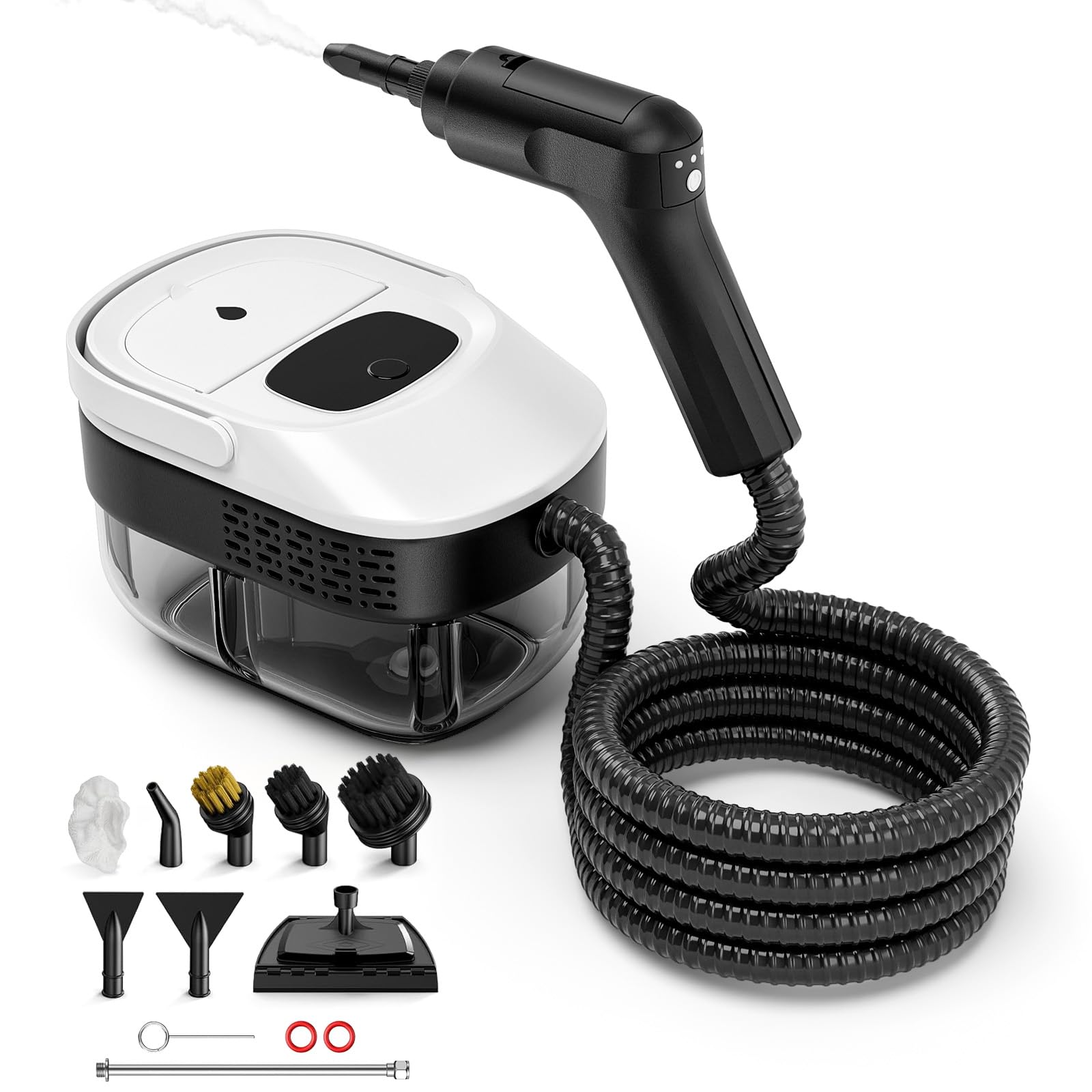 Limpiador a vapor portátil con 3 niveles de potencia, steam cleaner equipado con un depósito de 1600 ml, ideal para la limpieza a alta presión de cocinas, baños, ventanas y coches
