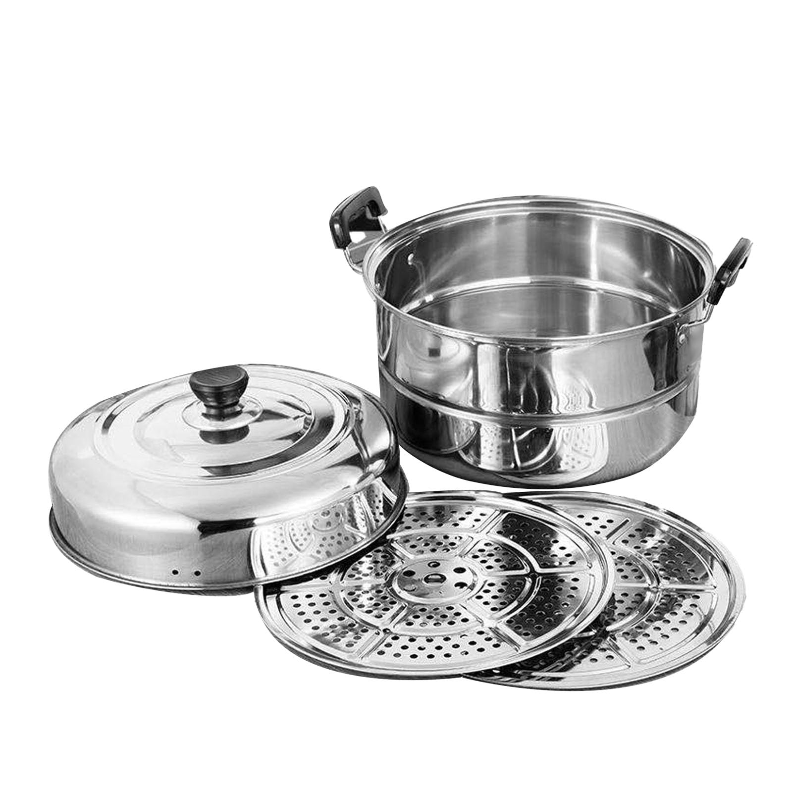 Vaporera, vaporera espesa de acero inoxidable apto para uso alimentario, multiusos de tres capas, adecuada para estufas de gas y estufas eléctricas
