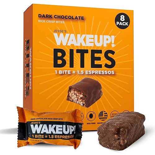 WAKEUP! Caffeinated Rice Crisp Energy Bites, Dark Chocolate, 8 Pack