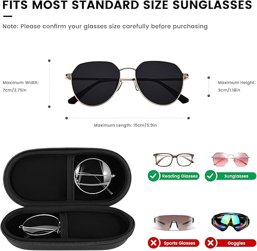 Miniatura 4 de Funda de piel sintética para lentes de sol, funda de gafas de sol portátil de carcasa dura EVA con hebilla de metal para gafas de sol, gafas