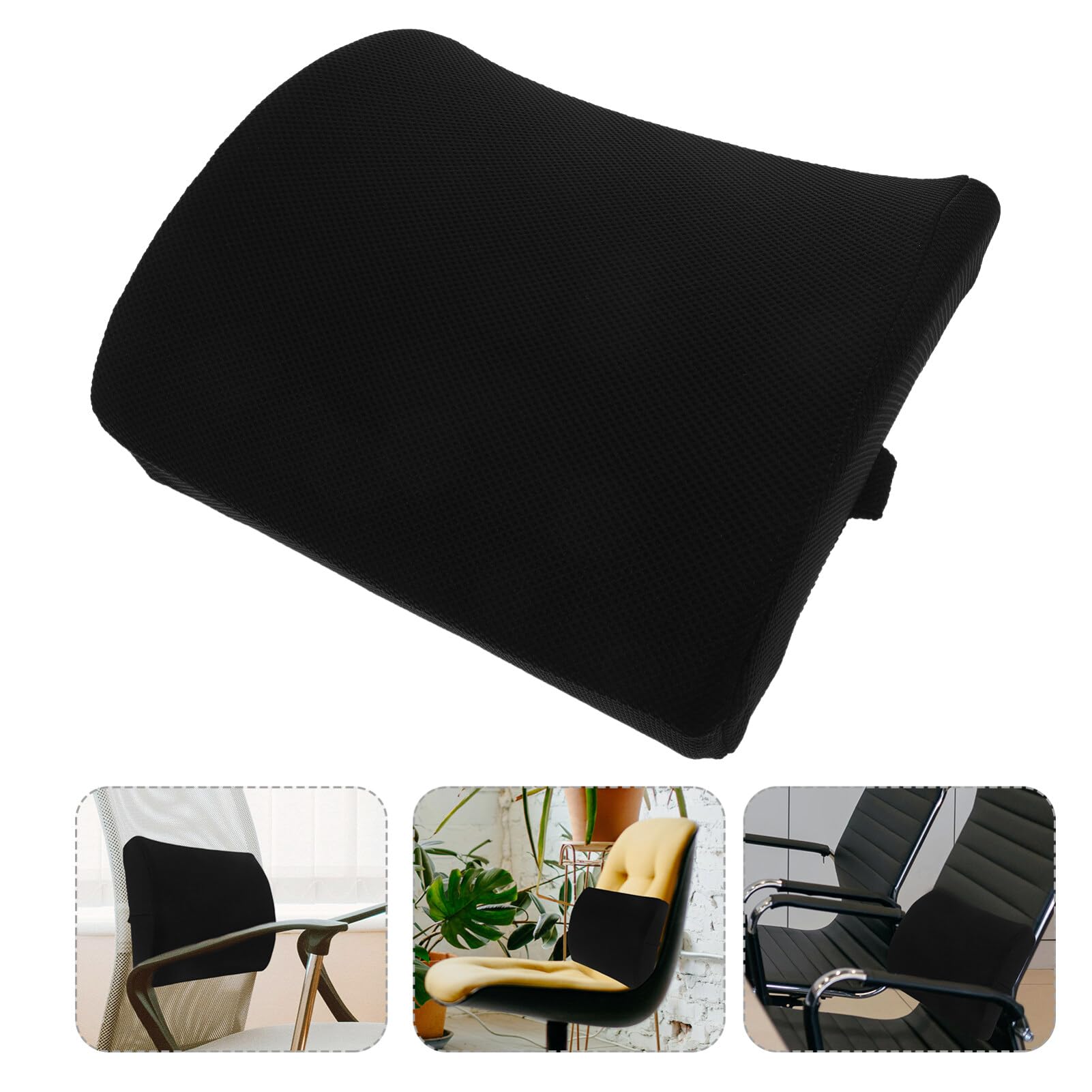 SEWACC Almohada de Apoyo Lumbar para Silla de Oficina en Casa Negra