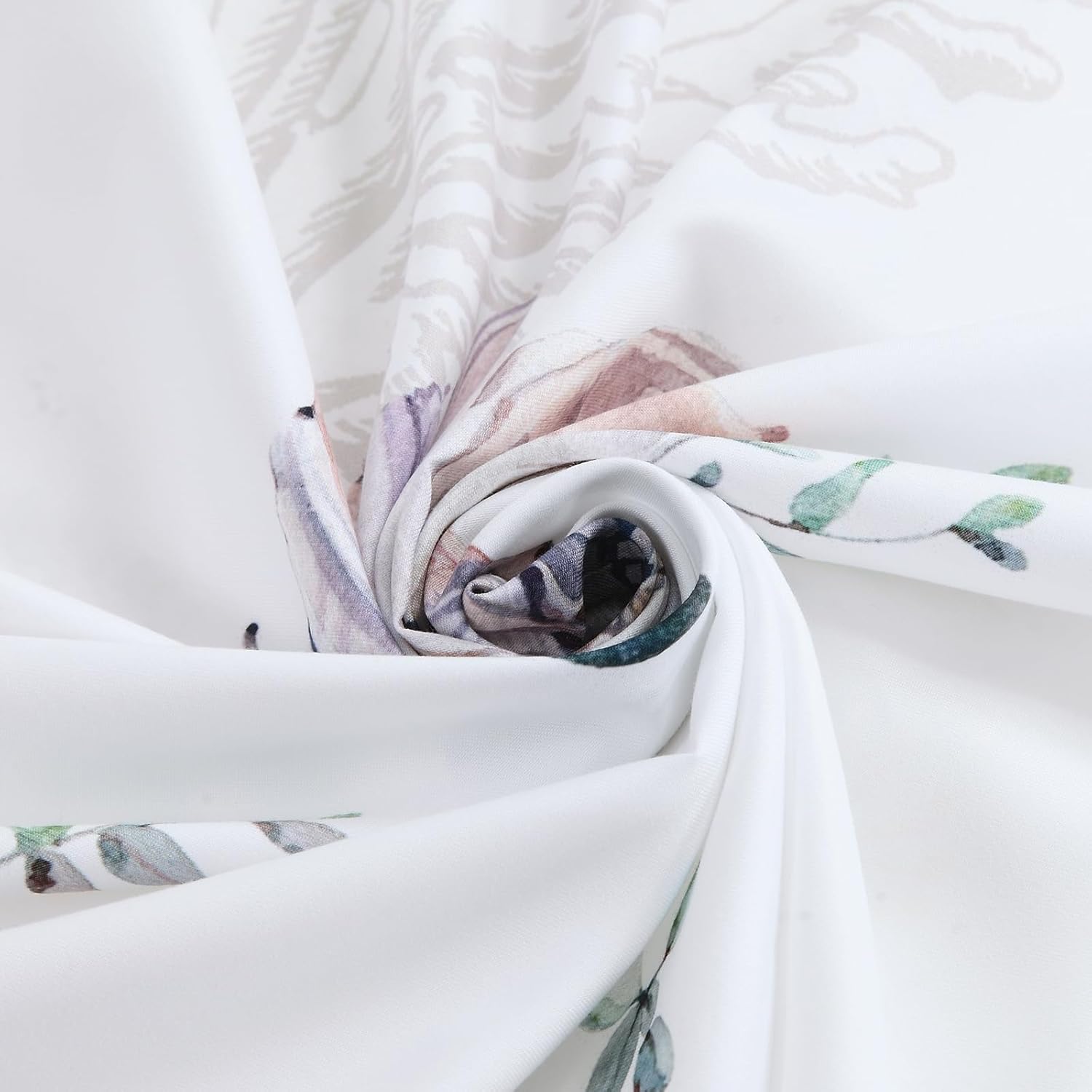 90 Inch Coastal Farmhouse Shower Curtain, Extra Long Waterproof with Wood Grain & Ocean Print, 12 Metal Grommets & Weighted Hem, Natural/White