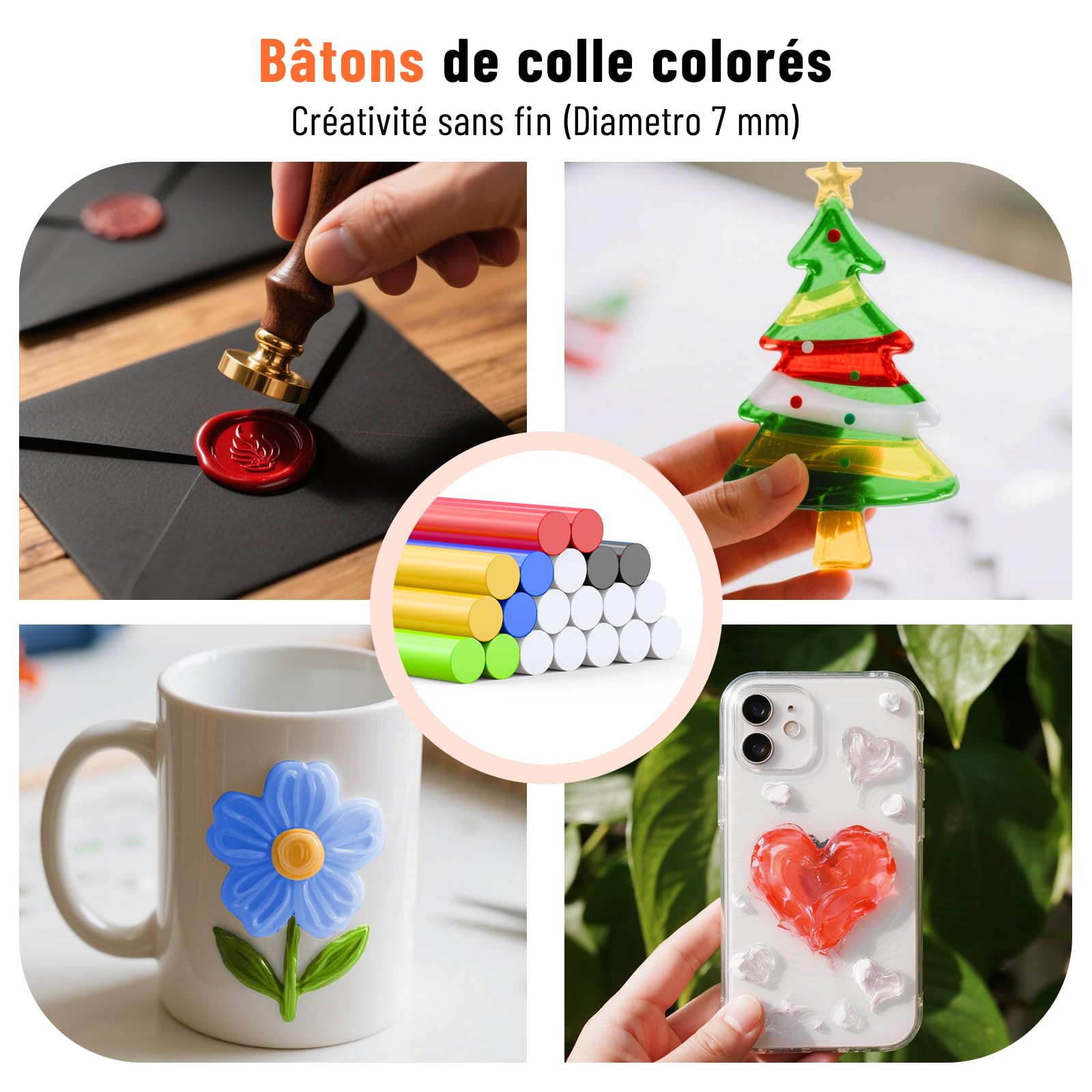 Katerk Pistolet à Colle Chaud Sans Fil, Pistolets à Colle Électriques avec Chauffage 30s, 20 Bâtons de Colle 7x100mm, 2500mAh Batterie, Arrêt Intelligent pour Bricolage, Art DIY et Réparations - Blanc