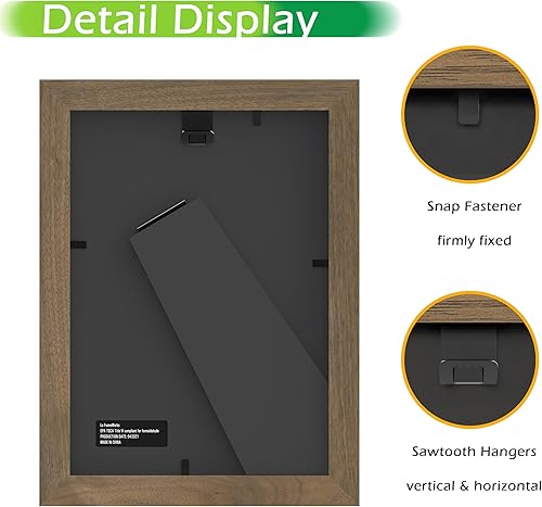 Vista 136 de FrameWorks Marcos de fotos clásicos de madera de 11 x 14 a 8 x 10 pulgadas con vidrio templado, roble natural, paquete de 6