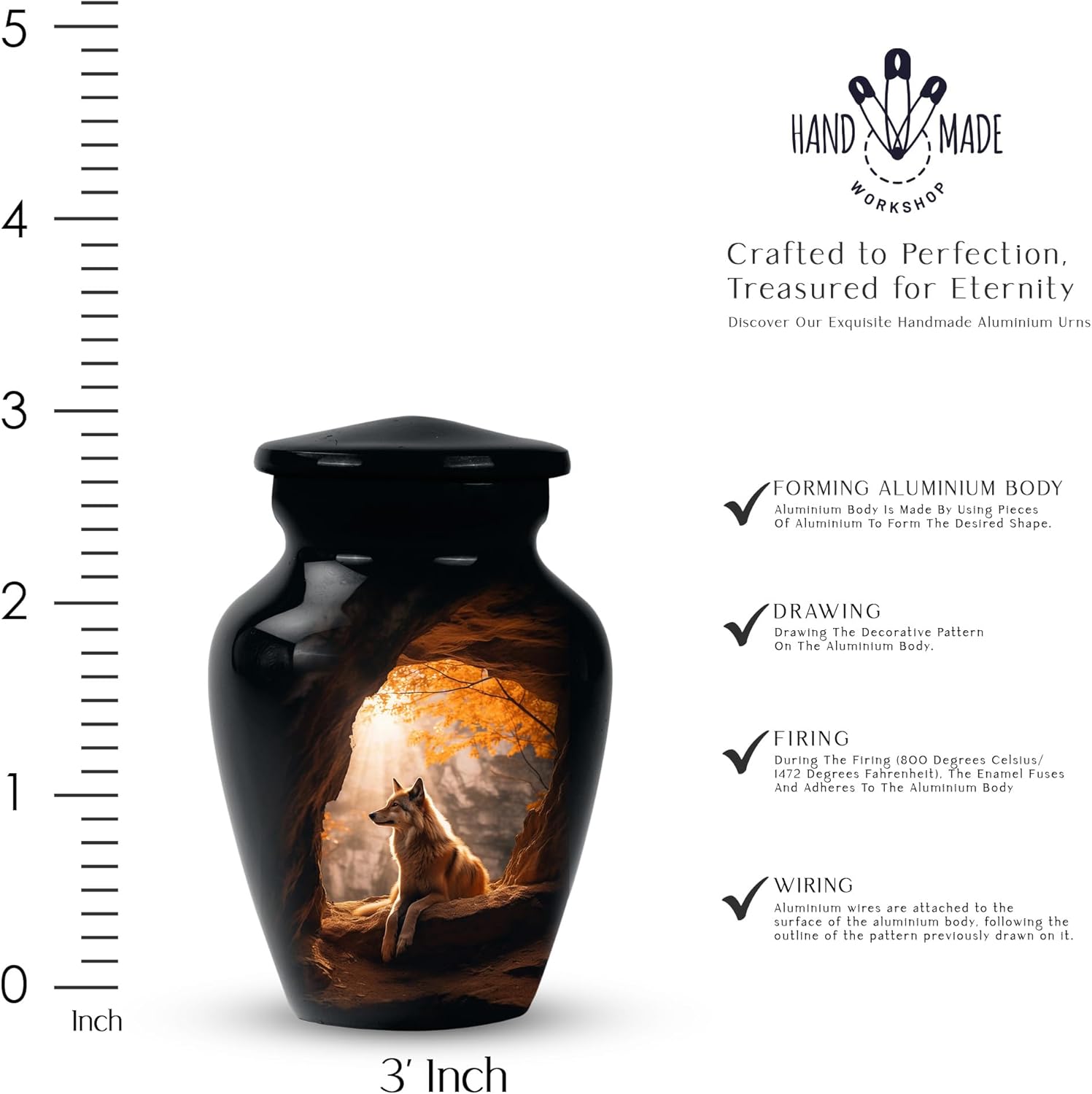 Combo of 10" Large Urn & 3" Keepsake Wolf Natural Environment Urn - Cremation Urns for Ashes for Women & Men - Keepsake Urns for Human Ashes - Matching Urn - Keepsake Urns for Human Ashes