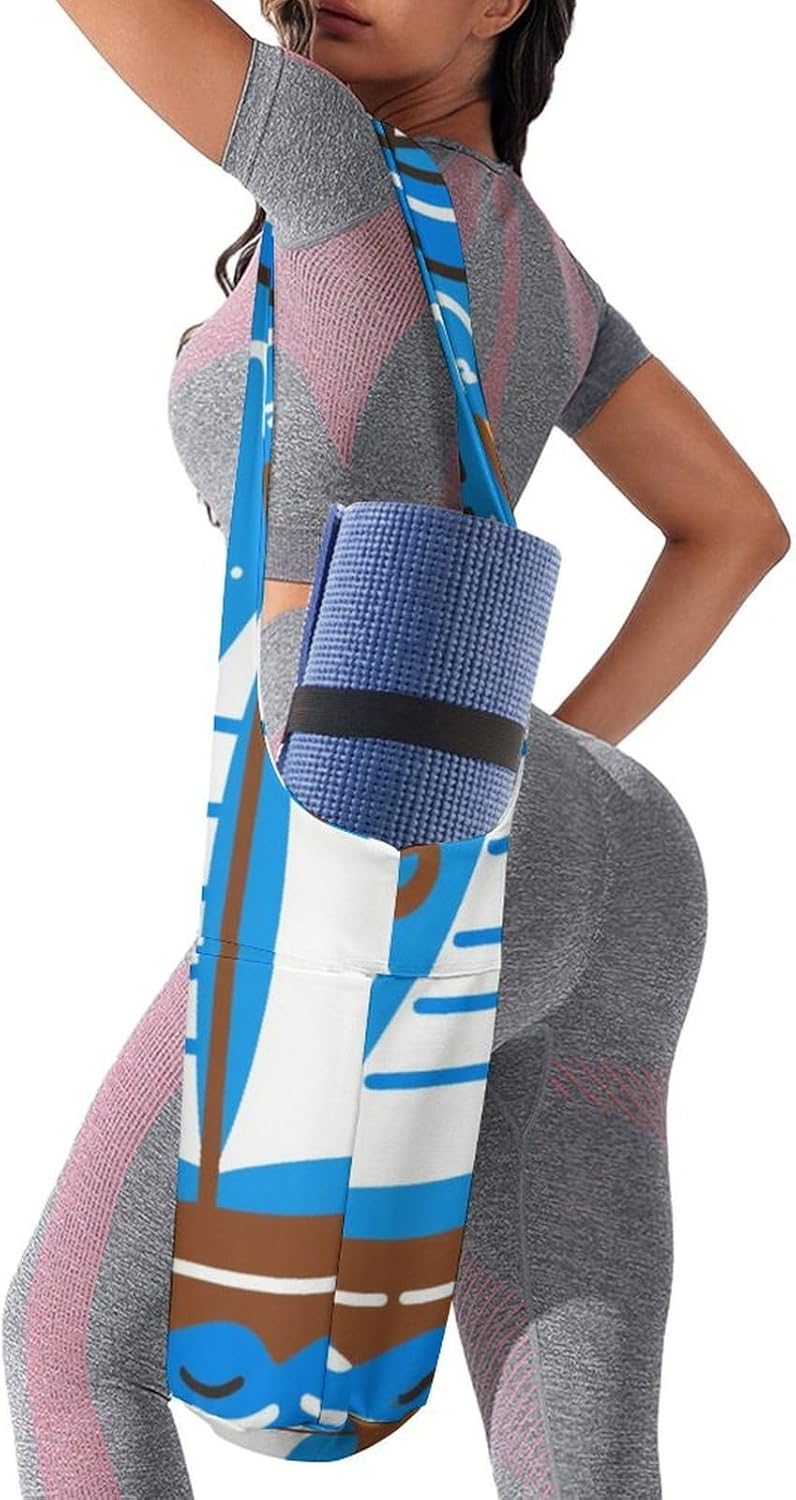 Printed Full-Zip Yoga Mat Bag with Pockets - Yoga Mat Carrier Sling Storage Applies to Yoga Mats for Women & Men