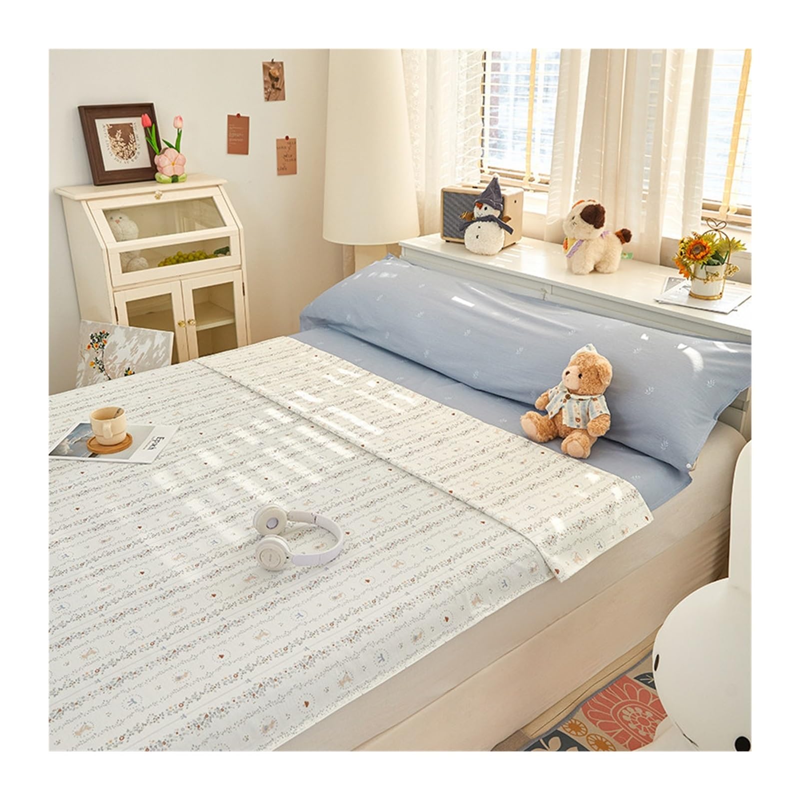 GBHMJU Cotton Sleeping Bag Liner Flower Lightweight Travel Sheet for Hotels Single/Double Adult Sleep Sack for Travel Camping Hotel(Blue,160x230cm-63x90)