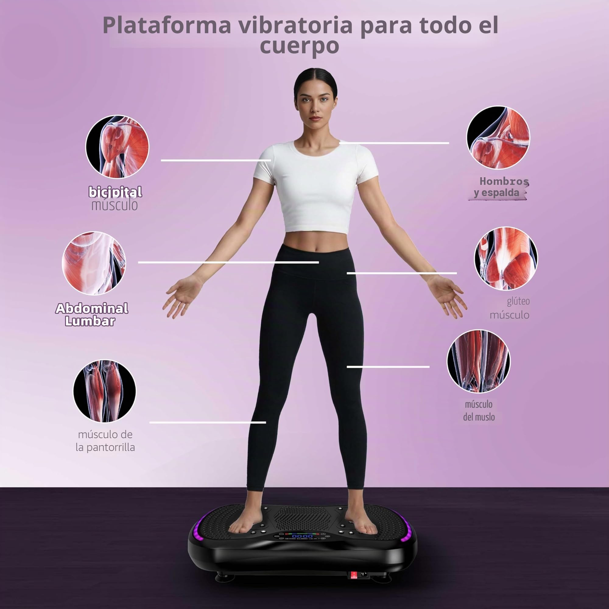 Plataforma Vibratoria para PéRdida de Peso y Drenaje LinfáTico, 200 Niveles de Vibración, Peso MáXimo de 181 Kg, Plataforma De Modelado para Entrenamiento de Cuerpo Completo y Fitness