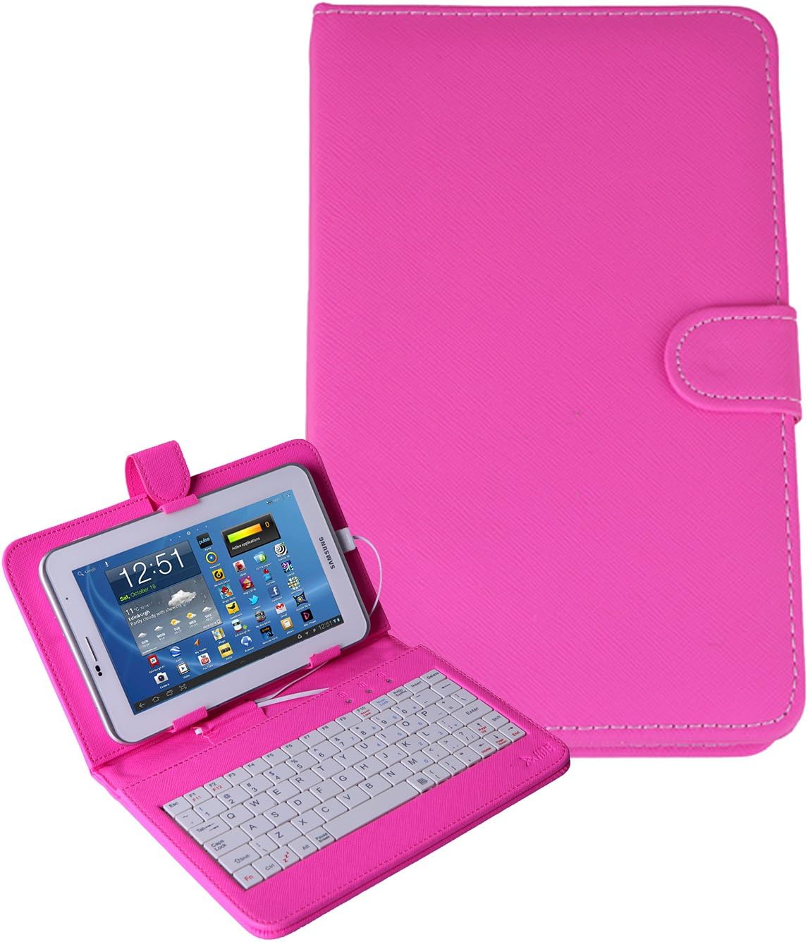 HDE Hard Cover Case With Keyboard For 7" Tablet - Hot Pink