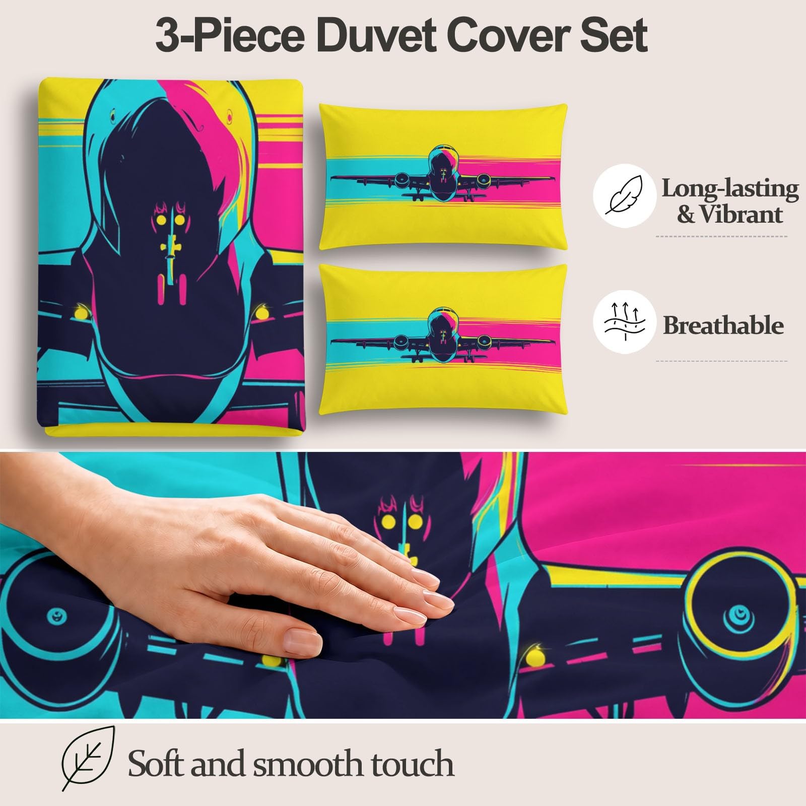 Aviation pop retro komplet pościeli 200 x 200 cm dla dzieci dorosły 2 osoby