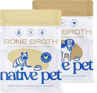 Native Pet Big Pack Vitality Bundle: Turkey & Chicken Bone Broth Powder for Dogs - Dog Food Toppers - Provides Extra Nutrition for Joint Strength, Immune Support & Heart Health - 192 Scoops