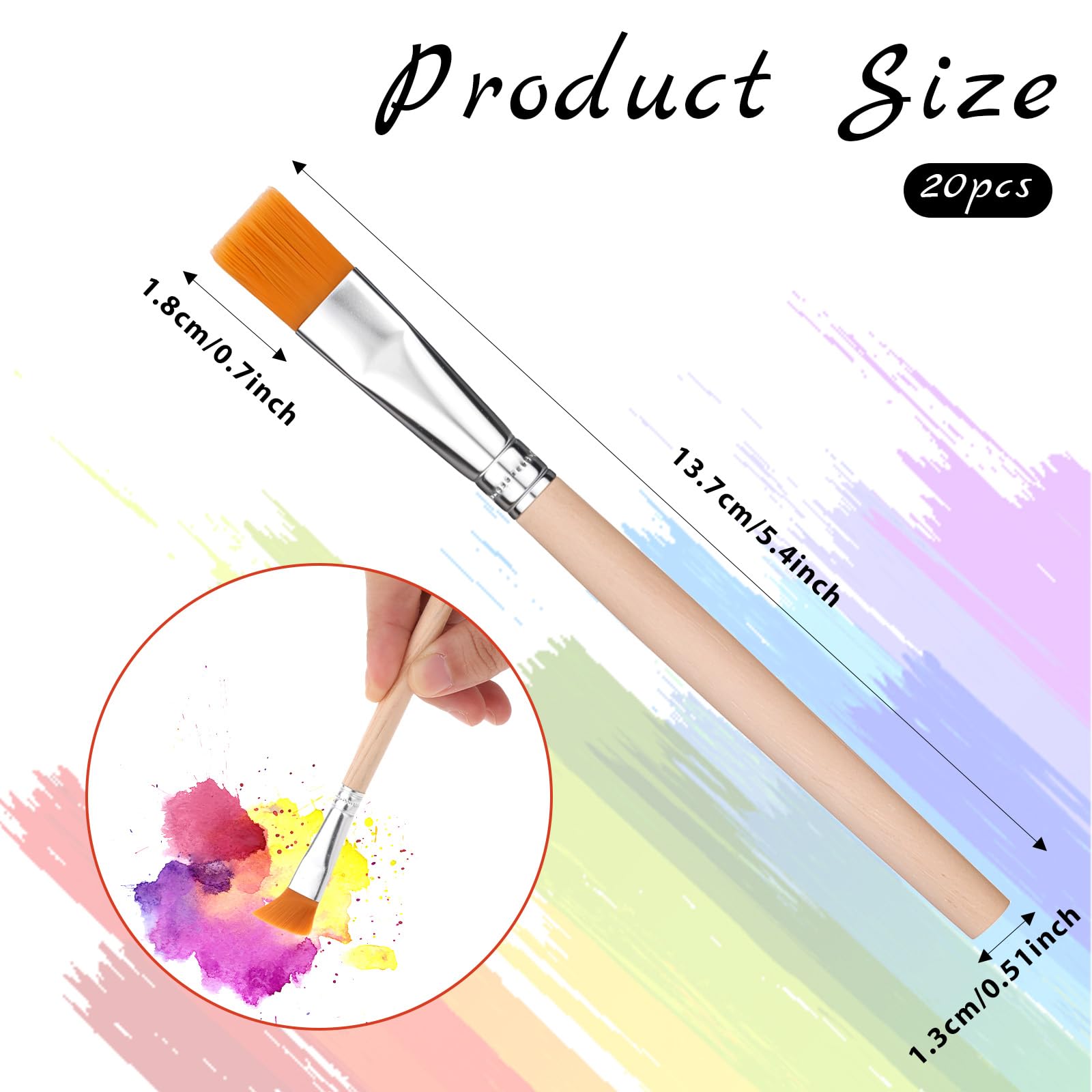 Set 15 Pennelli Piatti Amabro Con Manico In Legno – Setole In Nylon Per Acrilico, Acquerello, Olio E Guazzo – Ideali Per Pittura Su Legno E Fai Da Te