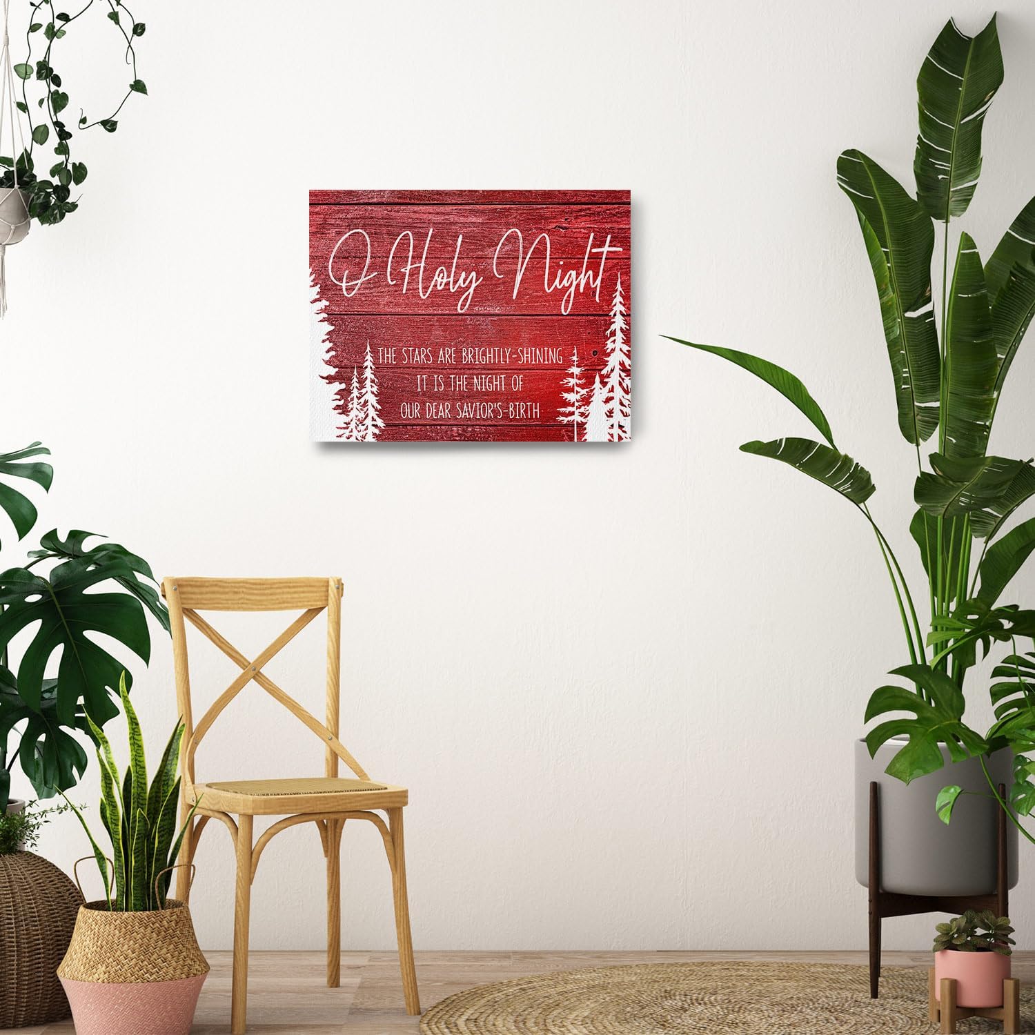 Qvapt Red Christmas Canvas Wall Art, 11x14 inch, Red Christmas Decoration, Perfect for Home Living Room Bedroom