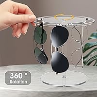 Vista 3 de Soporte para gafas de sol giratorio de 360 grados, soporte de gafas de sol acrílico, estante de exhibición de lentes de sol negro/transparente