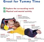 Jouet miroir pour bébé Tummy Time, Jouets noirs et blancs à contraste élevé pour bébé nouveau-né 3 6 12 Mois, Montessori Crinkle Cloth Book Sensory Activity Development Cadeau pour 0-6 mois Bébé Garçons Filles Cadeau de Pâques