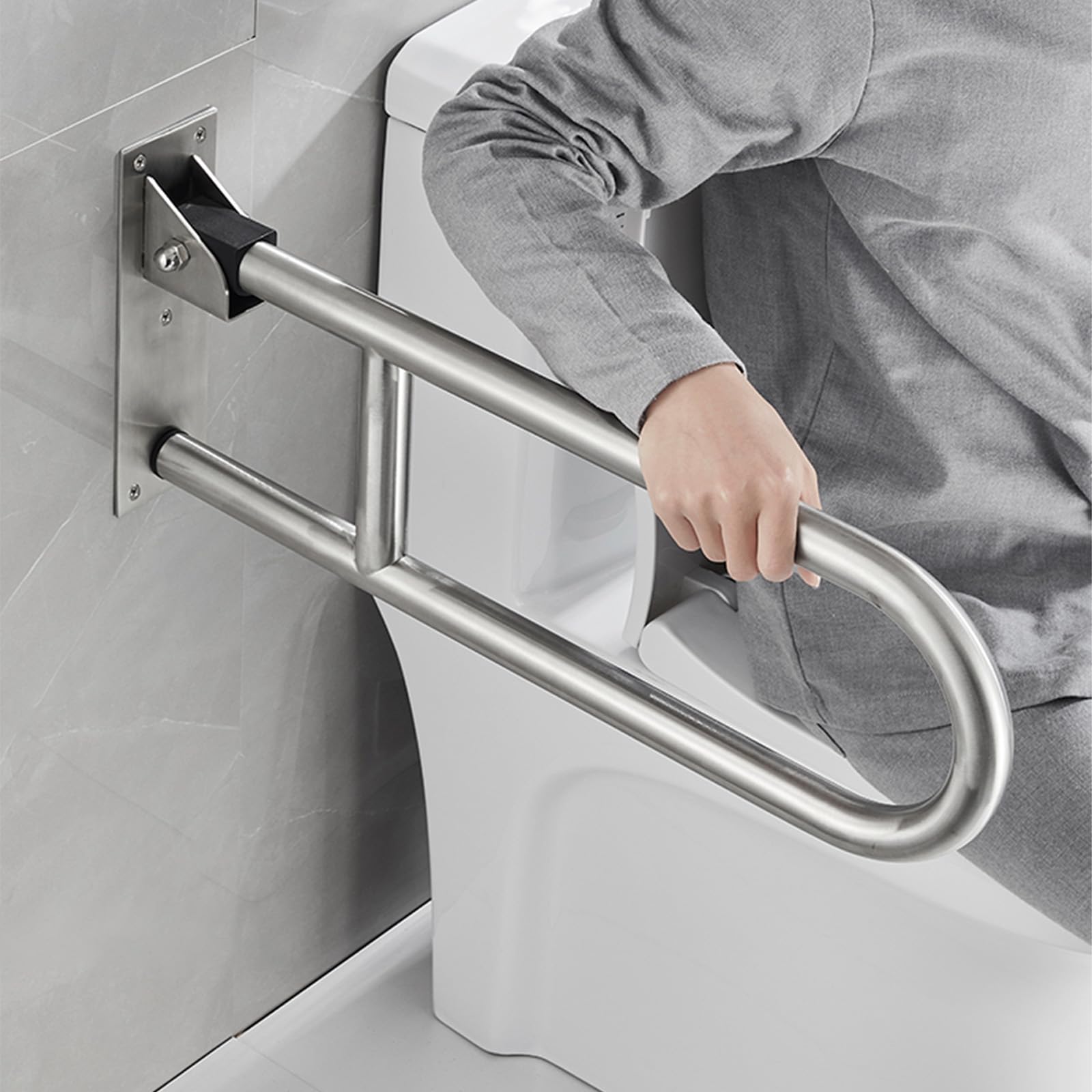 Barra Para WC, Antideslizantes Resistentes Manija de Soporte para Inodoro | Antideslizante Barra Abatible Para Inodoro, Minusválidos WC, Barra Baño Minusválido Carga hasta 120 kg (264 lb) (Blanco)