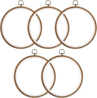 PATIKIL 5 Pack 8 Inch Imitation Wood Embroidery Hoops - Round Cross Stitch Frames for Crafts, Sewing & Wall Decor