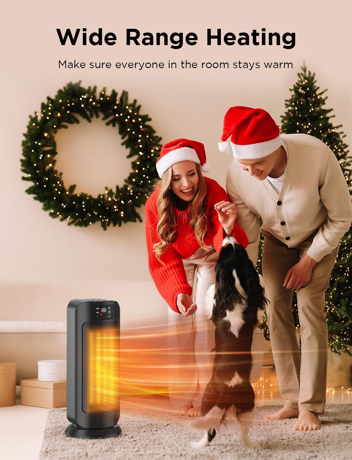 1500W Portable Electric Space Heater, Fast Heating Ceramic Heaters for Indoor Use with Thermostat, 4 Modes,60° Oscillating,24H timer, Quiet and Safe Heating for Office Desk Bedroom Livingroom, Black