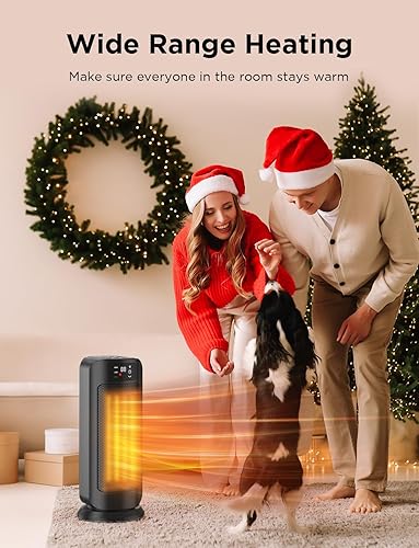 Miniatura 2 de Calentador eléctrico portátil de 1500 W, calentadores de cerámica de calentamiento rápido para uso en interiores con termostato, 4 modos, oscilación