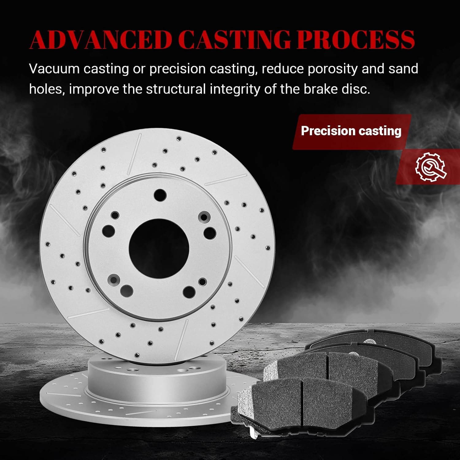 Front & Rear Drilled Slotted Rotors and Ceramic Disc Brake Pads Kit for Honda Civic Si Hfp/Si 2012, Civic Si 2013-2015, for Acura Ilx 2013 2014 2015 with 2.4L
